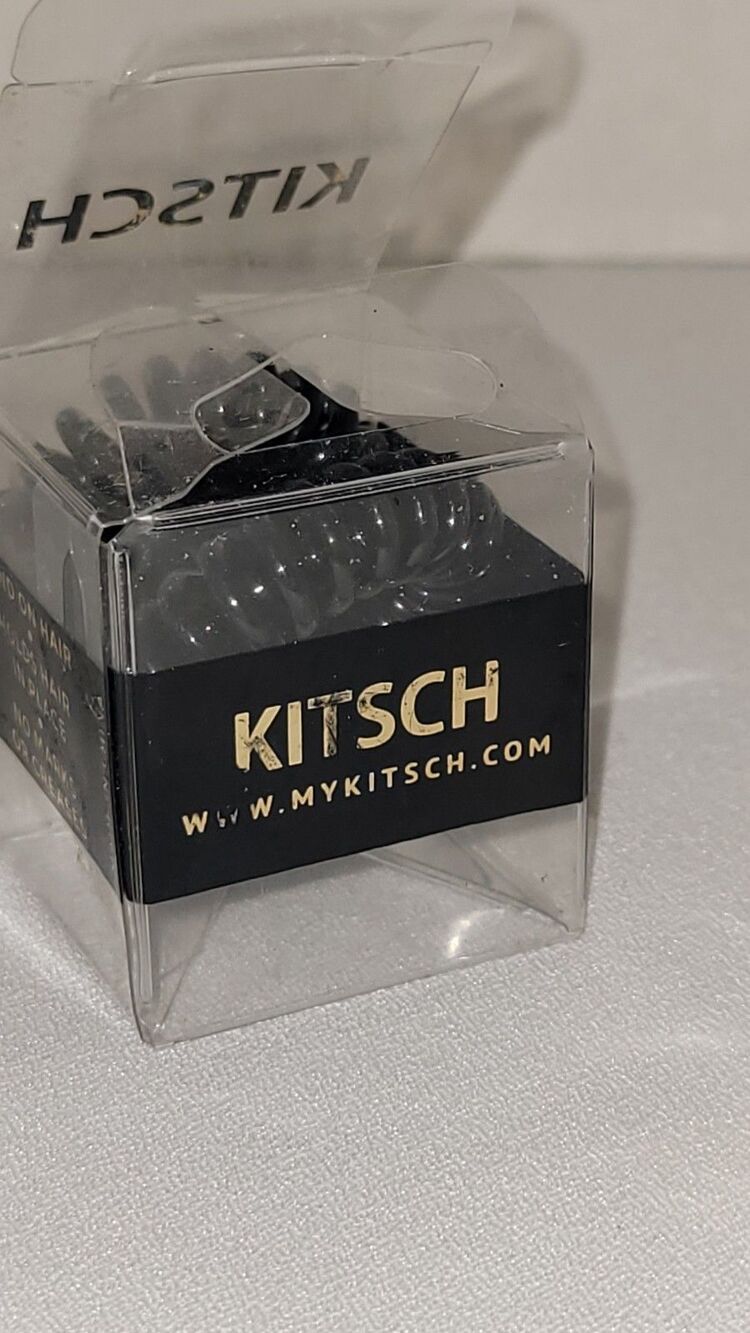 Kitsch Spiral Hair Ties Stretch 2 Ponytail Holders Black Excellent Condition